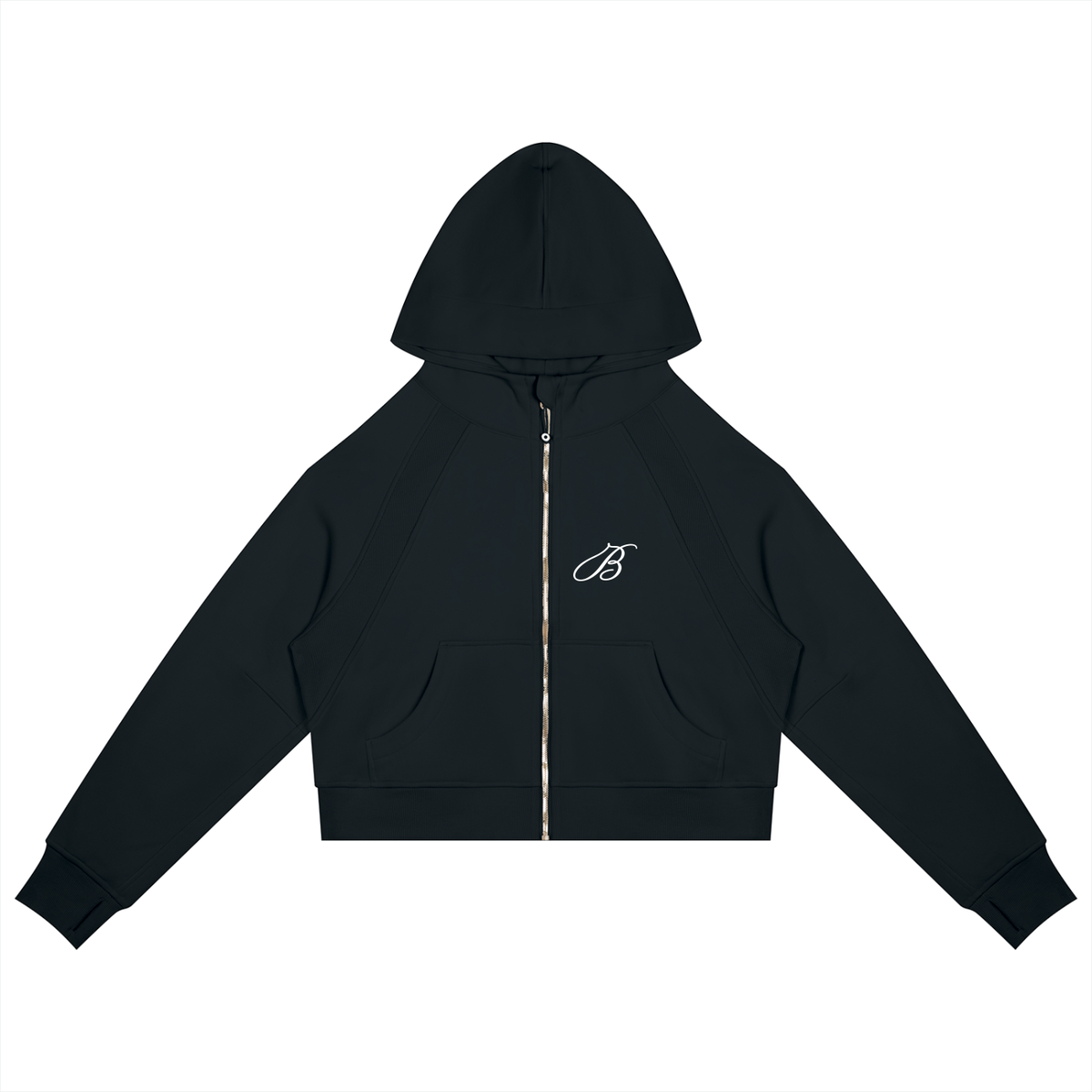 Cropped Zip-Through Hoodie